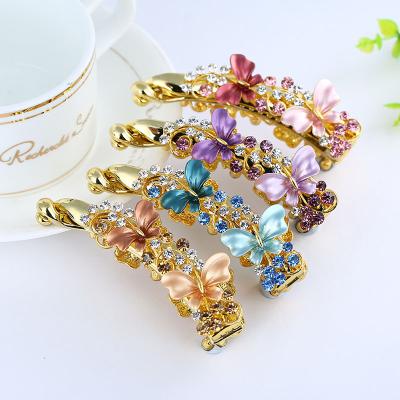 China Fashion Style Banana Clip Ladies 8cm Multi Simple Luxury Bow Flower Luxury Rhinestone Bargain Rhinestone Hair Clips Crystal Hair Clips for sale