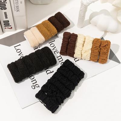 China Factory Wholesale High Quality Fashion Solid Color Polyester Fiber Hair Ties Girls Hair Elastic Hair Bands Diameter 4cm Elastic Bands for sale