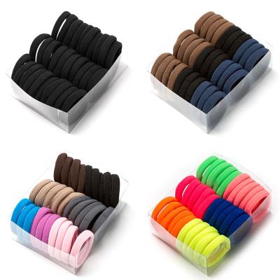 China Fashion 30pcs Candy Color Hair Ties Girl Hair Ties Elastic Bands Wholesale High Quality Seamless Nylon Elastic Hair Bands Diameter 4cm 5cm for sale