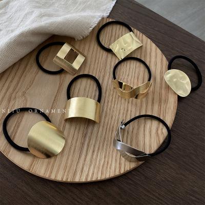 China High quality temperament high quality Korean simple pure manual metal hair tie simplicity fashion alloy headband elastic accessories for sale