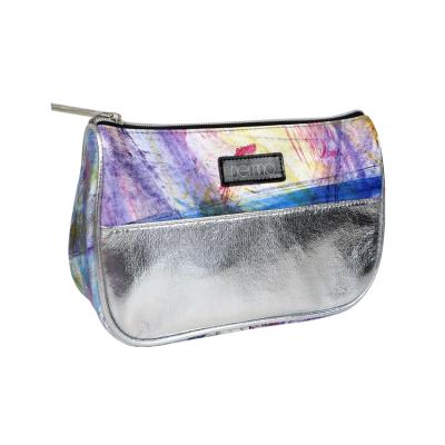 China Fashion Faux Fur Leather Pouch Bag Stylish PU Makeup Toiletry Cosmetic Bags Organizer Case With Gold Zipper for sale