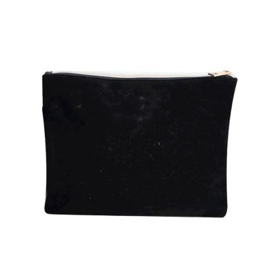 China Unique ECO Natural Velvet Embroidered Custom Traditional Women Cosmetic Bag Black Soft Makeup Pouch for sale