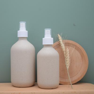 China Eco-friendly Degradable Cosmetics Wheat Straw Empty Plastic Spray Wash Bottle Can Be Reused for sale