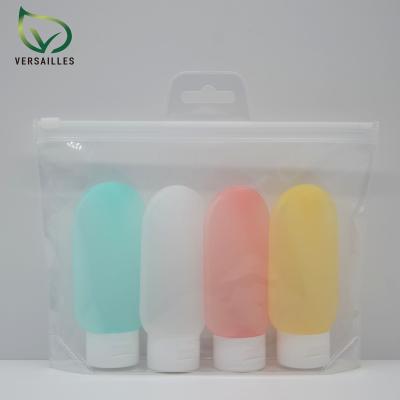 China Hot Sale 4in1 Portable Sustainable Refillable Customized Small Travel Leakproof 60ml Portable Wholesale Personal Care Dispense Reusable Empty Tube Kit for sale