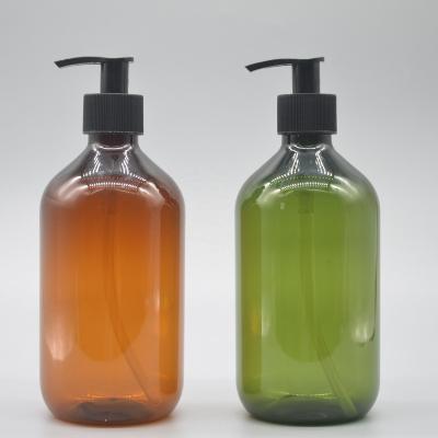 China Eco-friendly Bottle Pet Shower Gel Brown Lotion Bottle Shampoo Plastic Squeeze Water Bottle for sale