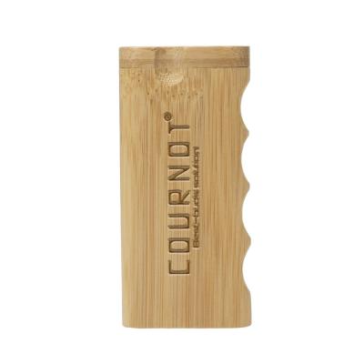 China Custom Logo Natural Bamboo Wooden Dugout Portable With One Hitter Ceramic Rod Pipe 48*103MM Mini Bamboo Dugout Box for sale