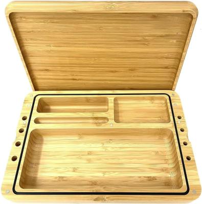 China Portable Smoking Wooden Rolling Accessories Tray Box with Cones, Papers and Tips Set for sale