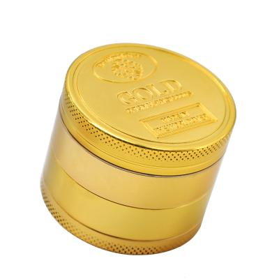 China Herb Grinder Weed Grinder Custom Logo Zinc Alloy Herb Grinder Metal Gold Metal Tobacco Novelty 50mm Grinding Smoking Accessories for sale