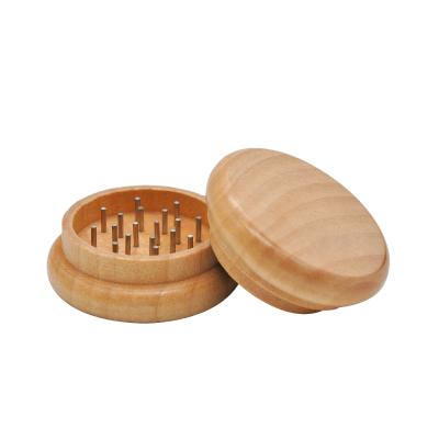 China Wood 53mm Herb Grinder Smoking Accessories Crusher Tobacco Spice Grinder Wooden 2 Parts Wholesale for sale