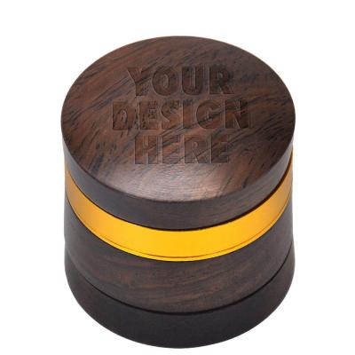 China Custom Tobacco Herb Grinder Tobacco HORNET Premium Rosewood Herb Grinder 60mm 2 Layers Aluminum Sharp Diamond Teeth Smoking Weed Herbal Grinder for sale