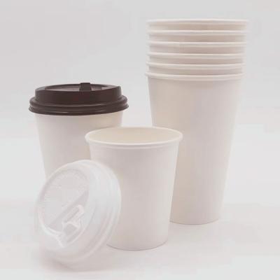 China Recyclable Disposable Paper Cups Circle White Hot Cold Coffee Paper Cup 8oz 12oz 16oz Remove Food Grade Printing Customization On Demand for sale