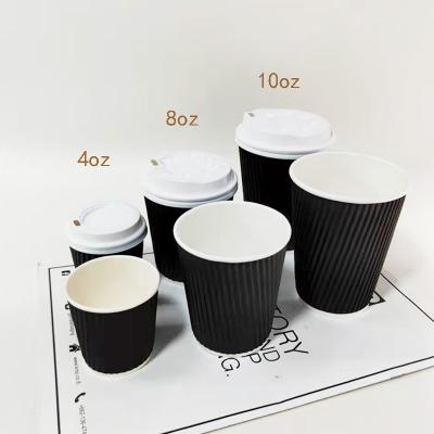 China 4oz Recyclable Mini Coffee Pack Paper Cup Can Be Color Printed Cocktail Paper Cup With Lid Pattern Three Vertical Wall Cup for sale