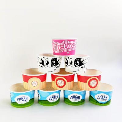 China 4oz Recyclable Disposable Ice Cream Bowl With Lid For Kids, Paper Ice Cream Bowl Suitable For Kids, Can Be Printed With Personal Logo for sale