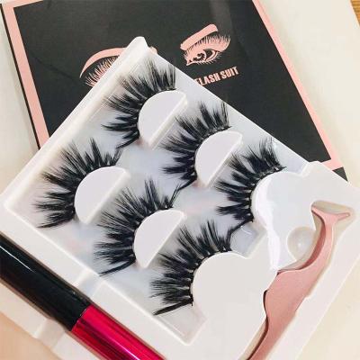 China 5 Pairs Thick Natural 3D False Eyelashes Magnetic Reusable Waterproof Wick Eye Natural False Eyelashes Magnetic False Eyelashes With Eyeliner for sale