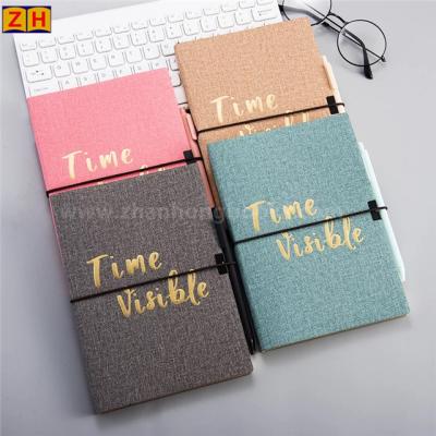 China Customized Logo Linen Cloth Book Cloth Hardcover Journal Notebook with Gold Logo for sale