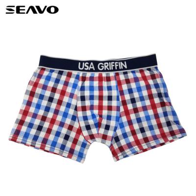 China Anti Static SEAVO Colored Plaid Printed Loose Design Boxer Short Mature Male for sale