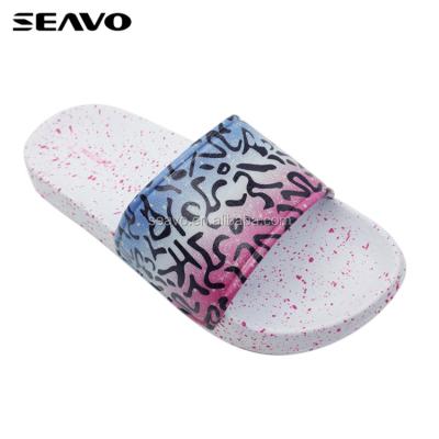 China Fashion Trend SEAVO New Style Cheap Flat Ladies Rubber Slippers for sale