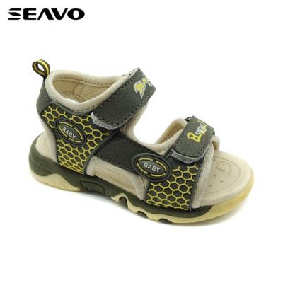 China Fashion Trend SEAVO Gray Upper Open Toe PU Children Walking Sandals School Children Sandal for sale