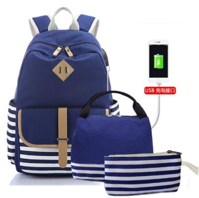 China Waterproof USB Laptop Backpack Fashion School Bag Canvas Student Bag for sale