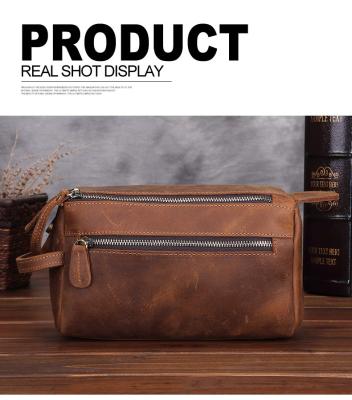 China Custom Leather Cosmetic Bag Makeup Kit Bag Large Capacity Dopp Travel Toiletry Bag Portable Toiletry Bag for sale