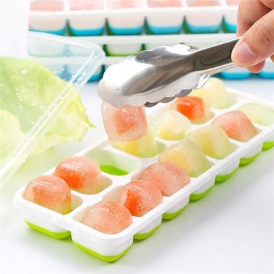 China Custom Wholesale Viable Free Durable Easy Release Silicone Mold BPA Silicone Flexible Ice Cube Tray Tray With Lids for sale