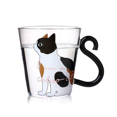 China Viable Reusable Cartoon Cat Mug Red Wine Beer Cute Creative Champagne Glasses Coffee Milk Tea Glass Water Cup for sale