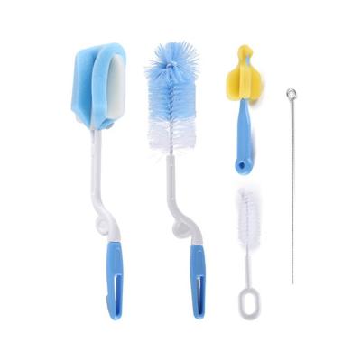 China Amazon Viable Success 5pcs Set Nipple Brush Tool Sponge Cleaning Kit Cup Baby Nipple Milk Bottle 360 ​​Degree Sponge Remover for sale