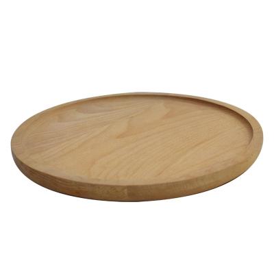 China Amazon Home Sustainable Hot Selling Eco-friendly Round Shape Party Fruit Dessert Breakfast Beech Wood Creative Handmade Dish For Tableware for sale