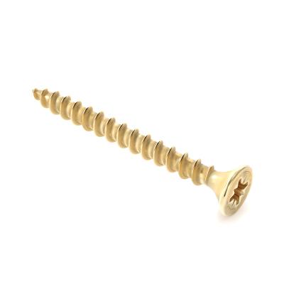 China Pan High Precision Chipboard Slotted Raised Countersunk Head Self Tapping Wood Screw with Yellow Galvanized for sale