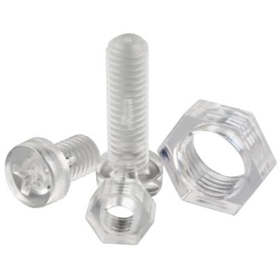 China Pan Din 7985 Acrylic Cross Around Head Nylon Screws Phillip Nylon Transparent Plastic Screw for sale