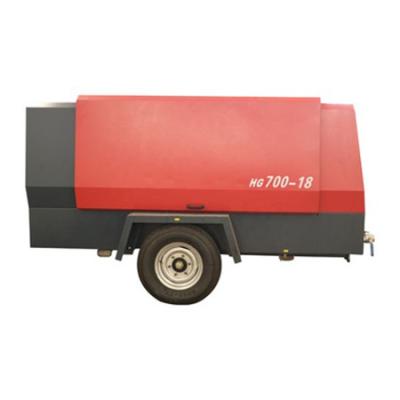 China Lubricated 18bar 550 cfm diesel engine 2 wheels for air compressor drilling water well sale for Thailand for sale