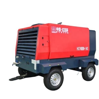 China Low price portable high quality lubricated diesel engine screw air compressor machine for HGT550-16Y mine for sale