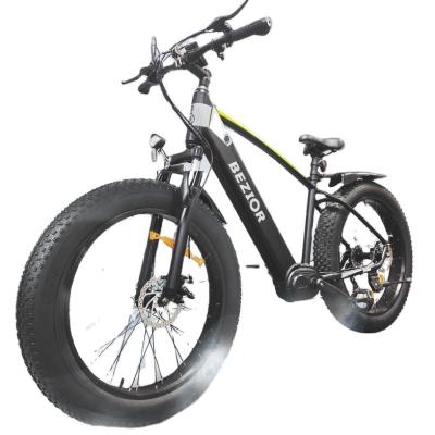 China Free Shipping Bezior 500w Mid Motor EU USA Warehouse Aluminum Alloy 26 Inch Fat Tire 48v 13ah Adult Electric Bike Snow Electric Mountain Bike for sale