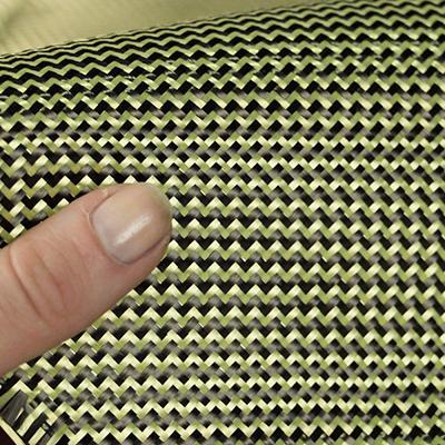 China Twill Woven Yellow Black Carbon Fiber Abrasion-Resistant Hybrid Fabric for sale