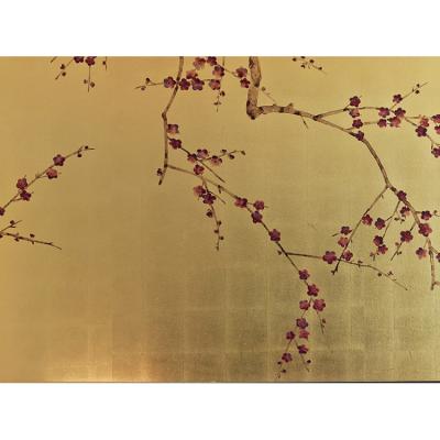 China Beauty hand painted gold metallic wallpaper for interior for sale