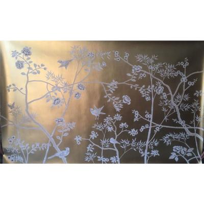 China Beauty Gold Luxury Gold Metallic Chinese Hand Painted Wallpaper for sale