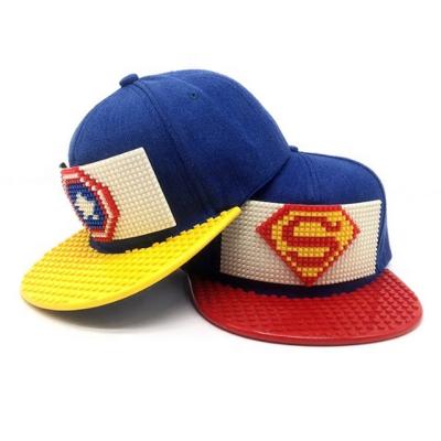 China 2020 COMMON COURT Lego 5 Panel Flat Brim Hat With Your Own Model Custom Toy Cap Lego Hat /Snapback Sports Baseball Caps Hat Men for sale