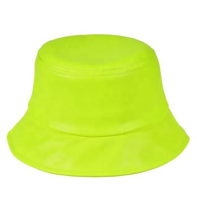 China Wholesale Bright Waterproof Leather Patch Bucket Color Image Custom Leather Hat for sale