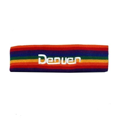 China Trendy Women Wide Elastic Casual Hairband Vintage Headband Rainbow Head Wrap for sale