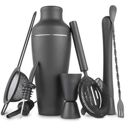 China NEW Factory Supply Exquisite 8 Piece Set Matte Black Stainless Steel Cocktail Mixer Set Bar Tools 600ML Cocktail Mixer New for sale