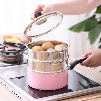 China Small Sustainable 304 Stainless Steel Steamer Steaming Drawer Rack Steamed Lattices In Small Cages With Glass Cover for sale