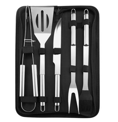 China Portable Outdoor 5 Metal Oxford Bag Barbecue Tool BBQ Grill Tool Kit for sale