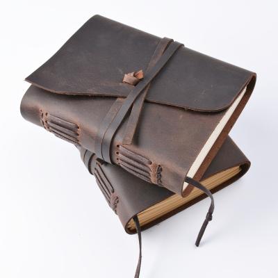 China Magical Diary of Retro First Layer Cowhide Traveler Notebook Notepad Textbook Nostalgic Leather Loose-leaf Book for sale