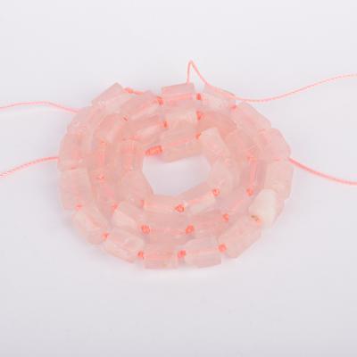 China Jewelry Making Pink Rose Quartz Rectangle Natural Quartz Stone Beads For Jewelry Making for sale