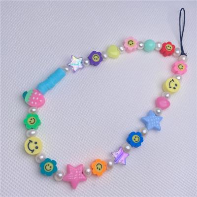 China 2021 Wholesale 2021 PP Bag Package Fashionable Phone Chain Charm Colorful Beaded Strap for sale