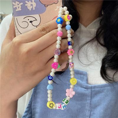 China PP Bag Package DIY Cute Pastel Happy Face Shapes Various Colors High Quality Phone Chains Personalized Phone Charms for sale