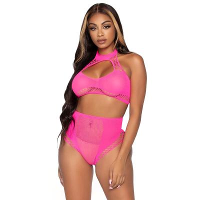 China New Arrival High Quality New Arrival Stretchy Logo Sexy Lingerie For Women Custom Hot Bra Net Crop Top Set OEM/ODM for sale