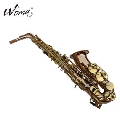 China Hot Sale Brass Wind Instrument Colored Alto Saxophone With Gold Lacquer for sale