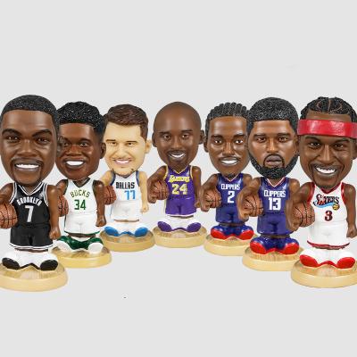 China Custom Car Flip Dashboard Europe Resin NBA Basketball Player 3D Polyresin Action Number Head Car Ornaments Bobblehead Toys Doll for sale