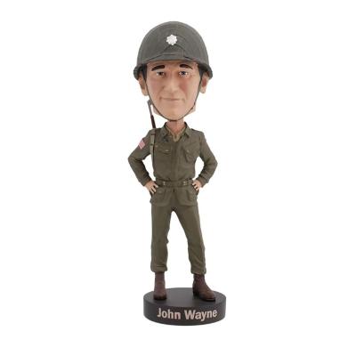 China Europe OEM Resin Mold Vintage Armyman Sculpture Souvenir Booblehead Toy John Wayne Soldier Bobble Head for sale